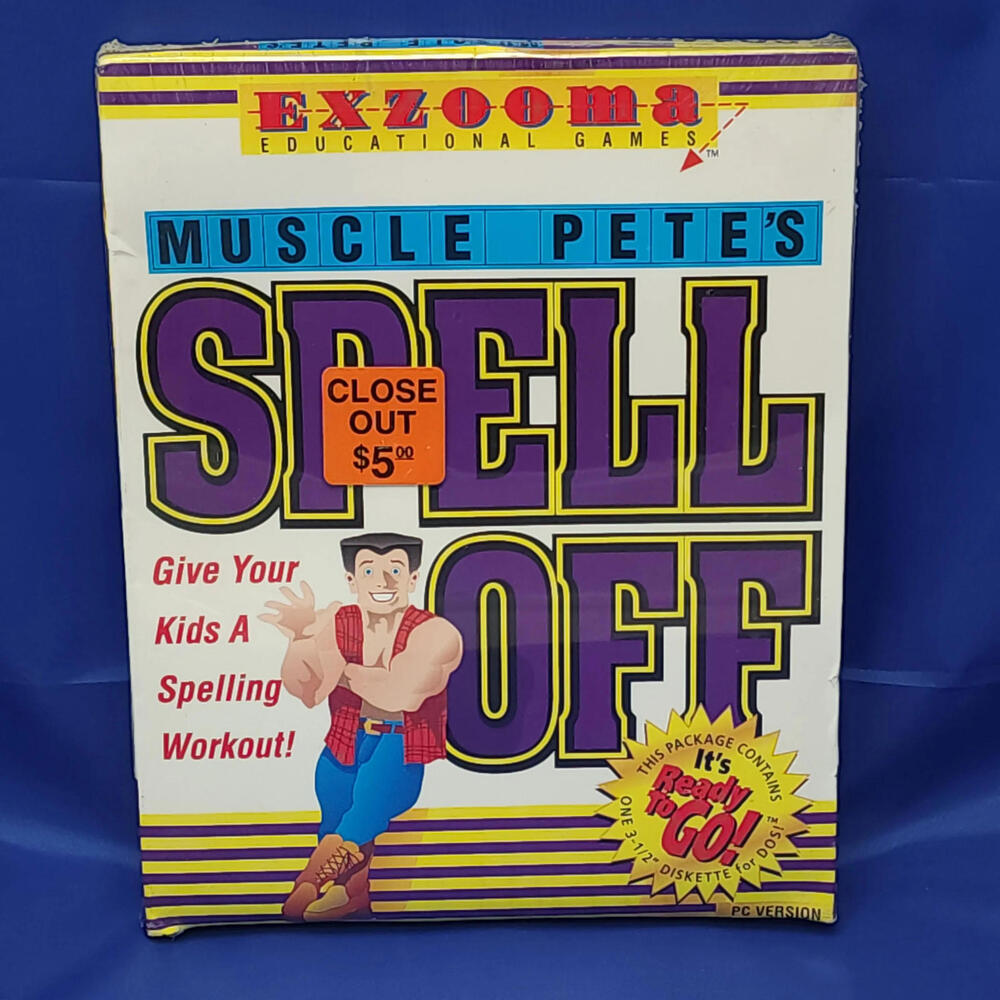 Exzooma Muscle Pete's Spell‎ Off Educational PC Game 3.5" Disk New Sealed